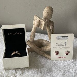 925 Disney Mickey Mouse Rose Gold Ring and Earrings with Pandora Box